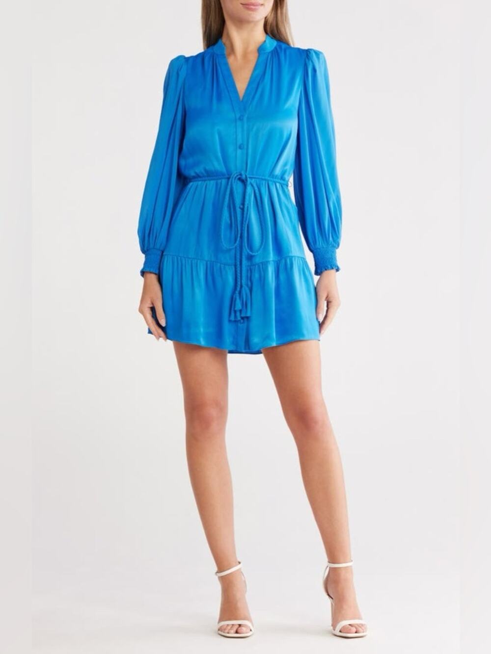 Alice + Olivia Antonette Long Sleeve Dress in Blue 4